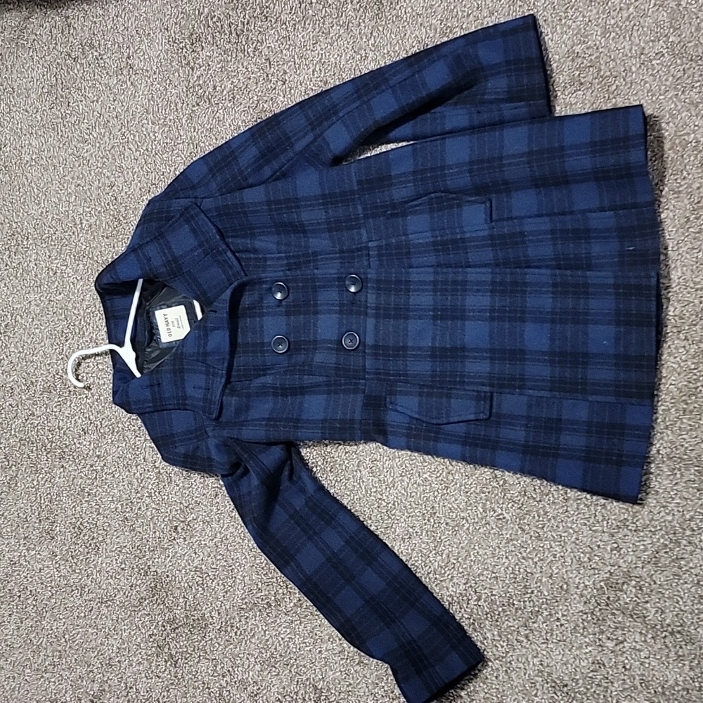 Old Navy long blue plaid coat